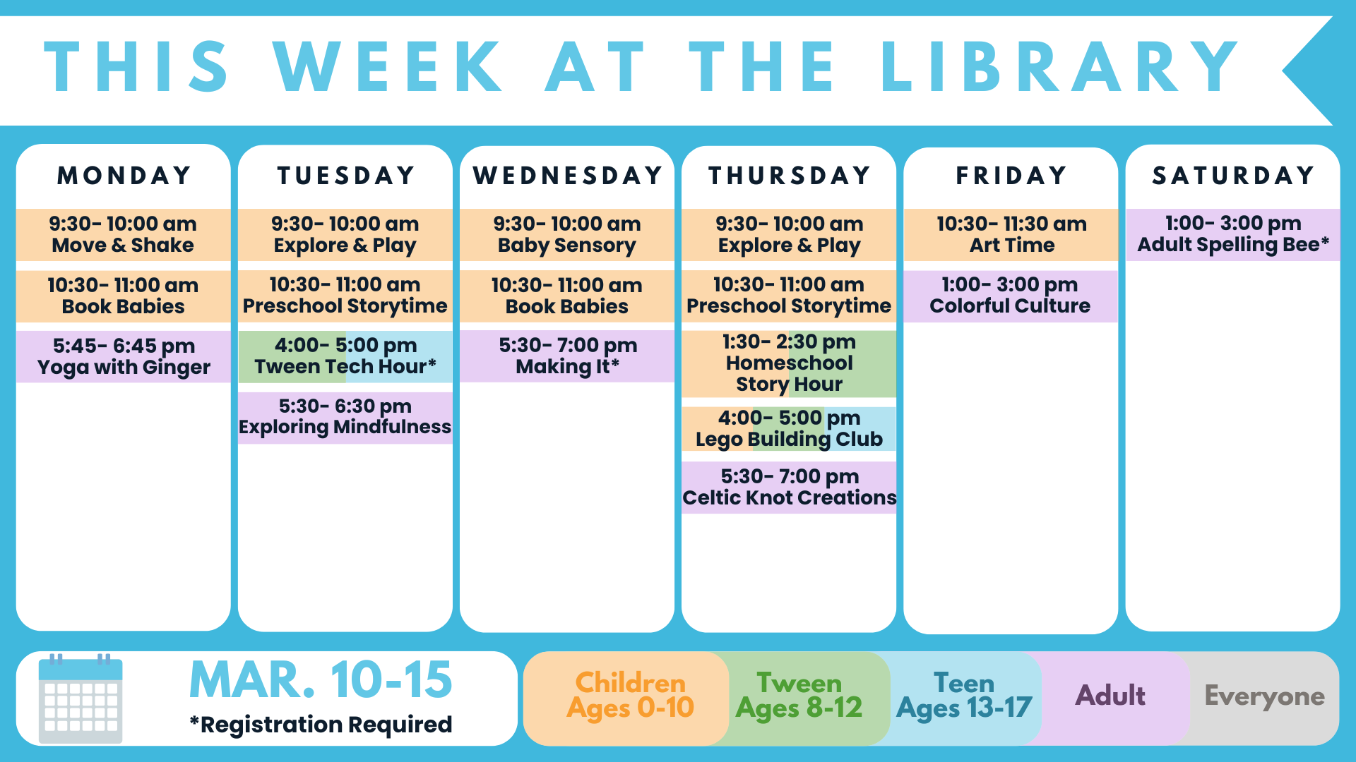 Weekly Programs March 10-15