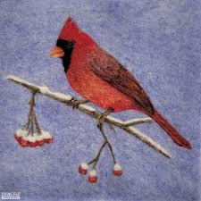 Needle felt painting cardinal