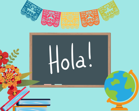 Hola on a chalkboard