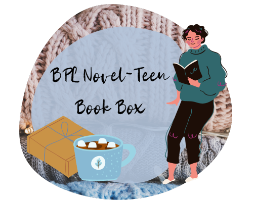 BPL Novel-Teen Book Box: Illustration of a teen reading a book